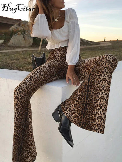 Leopard Print Flare Leggings